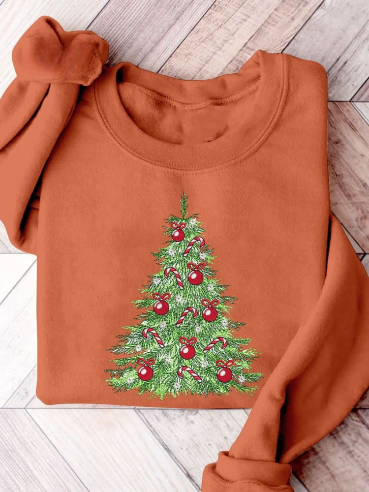 Christmas Tree Casual Print Sweatshirt