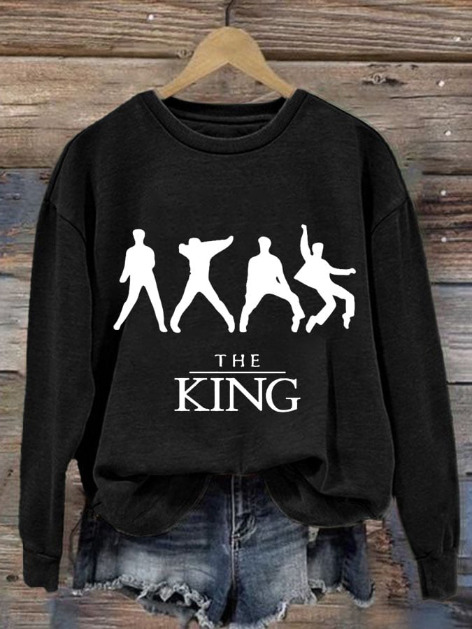 Women's Vintage The King Printed Round Neck Sweatshirt