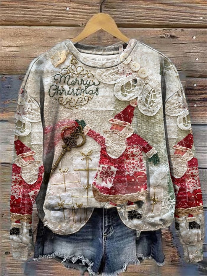 Women's Merry Christmas Art Print Casual Sweatshirt