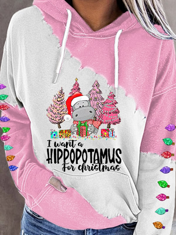 Women's I Want A Hippopotamus For Christmas Casual Hoodie