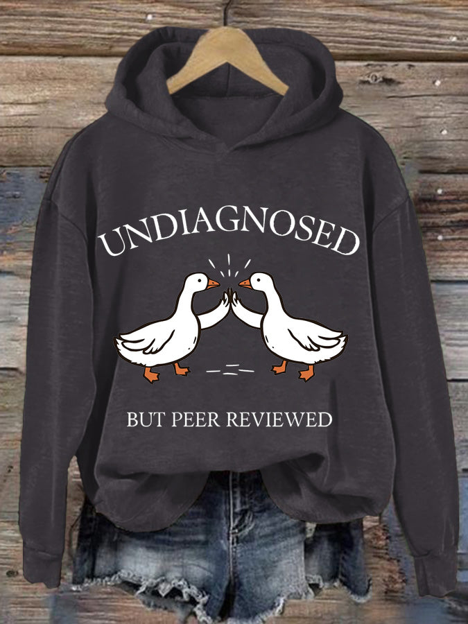 Women's Undiagnosed But Peer Reviewed Printed Casual Hoodie