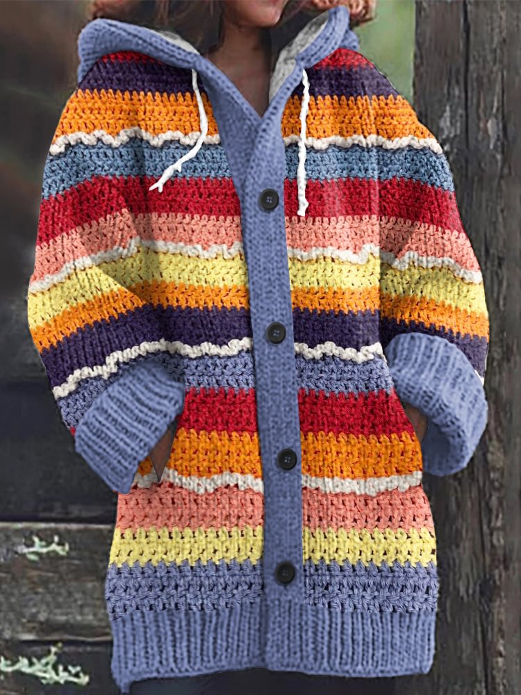 Vintage Multicolor Icelandic Knitted Cozy Sweater Cardigan