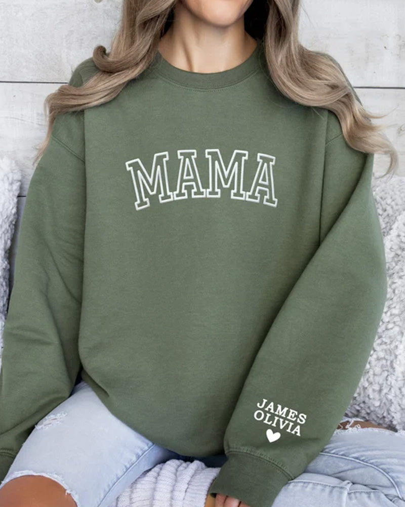 Women's Mama Embroidery Print Sweatshirt