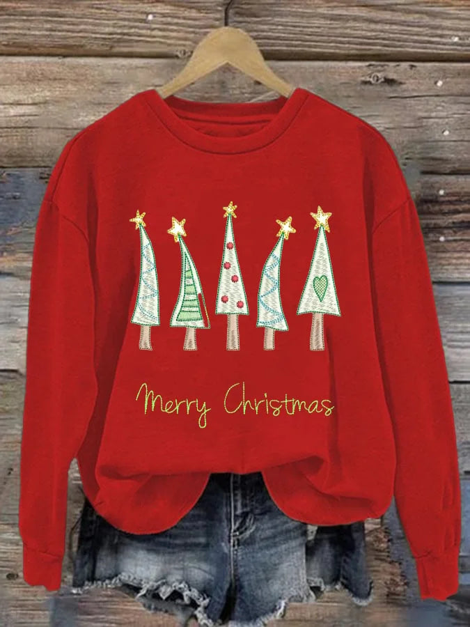 Women's Merry Christmas Printed Casual Crew Neck Sweatshirt