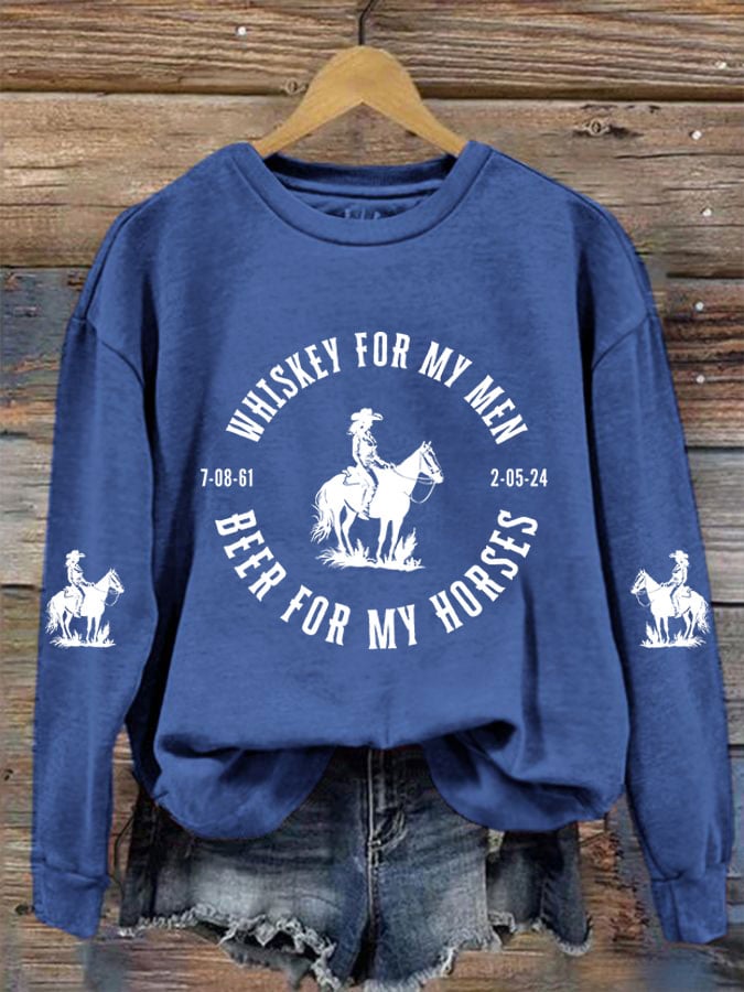 Women's Beer for My Horses Print Sweatshirt