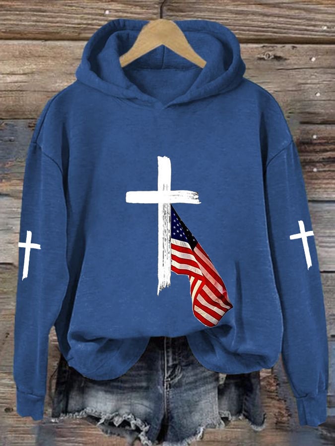 Women's Cross Flag Print Sweatshirt