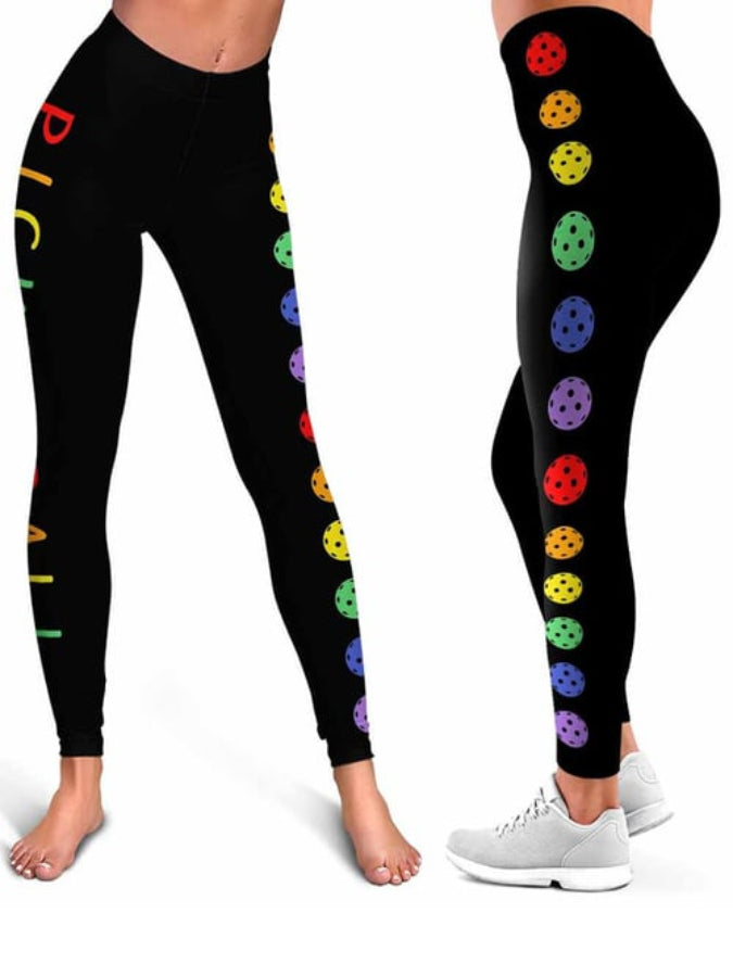 Women's Colorful Pickleball Print Leggings