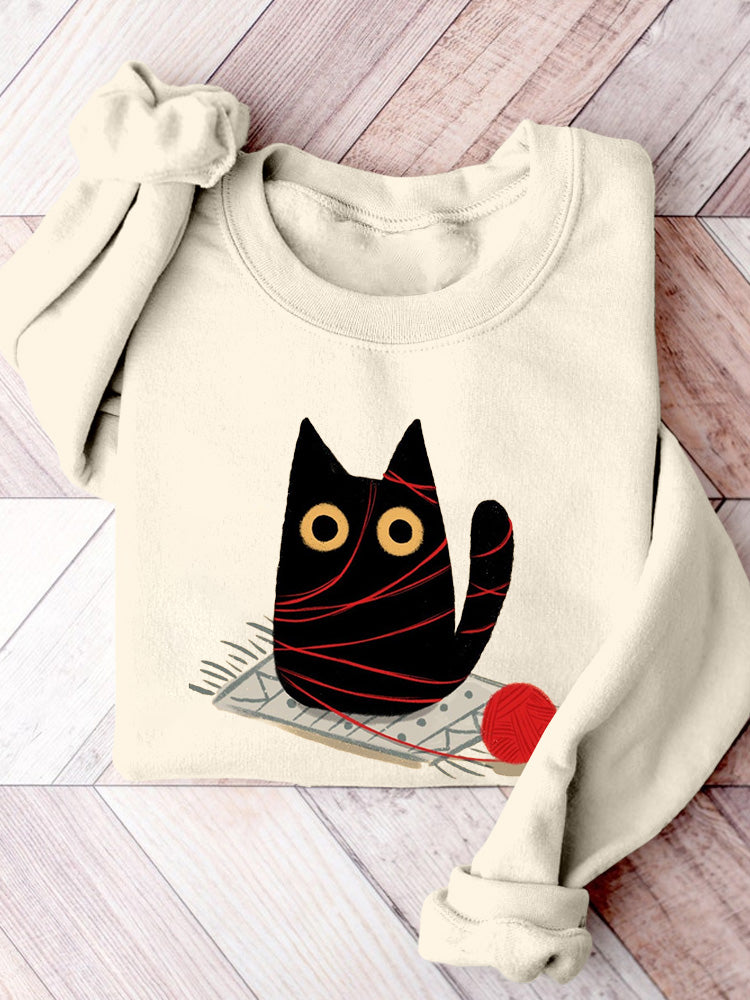 Women's Cat Print Casual Sweatshirt