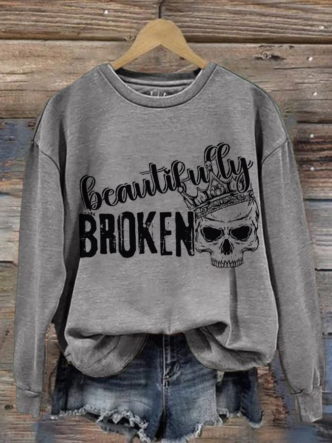 Lässiges Sweatshirt mit Country-Musik-Aufdruck für Damen