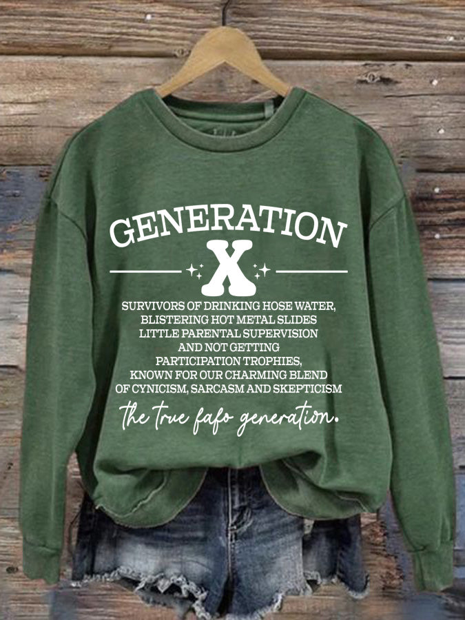 Lässiges Rundhals-Sweatshirt mit Gen X-Print für Damen