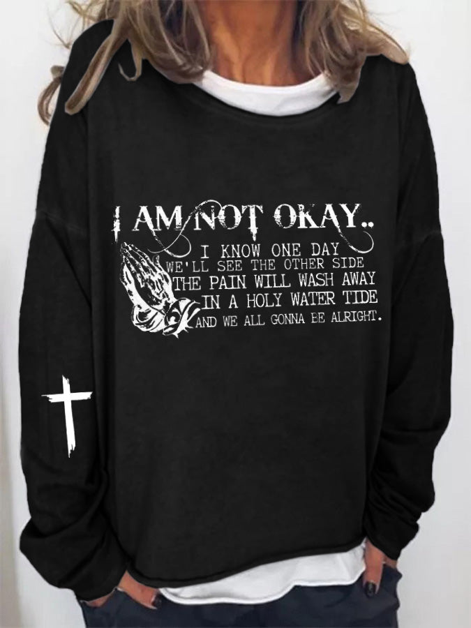 Lässiges Oberteil mit „I’m Not Okay“-Aufdruck für Damen