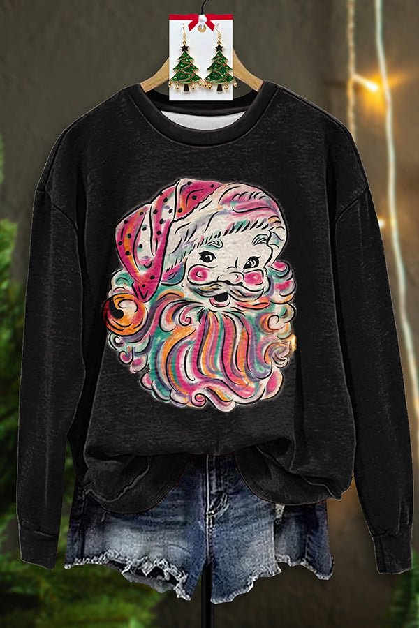 Beautiful Santa Claus Print Sweatshirt