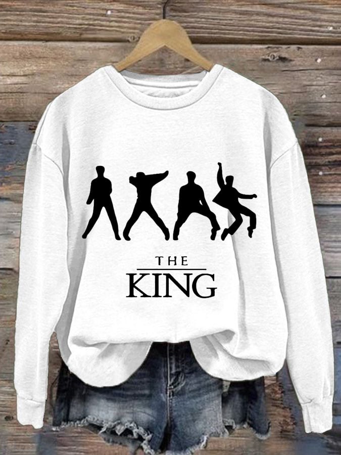 Women's Vintage The King Printed Round Neck Sweatshirt