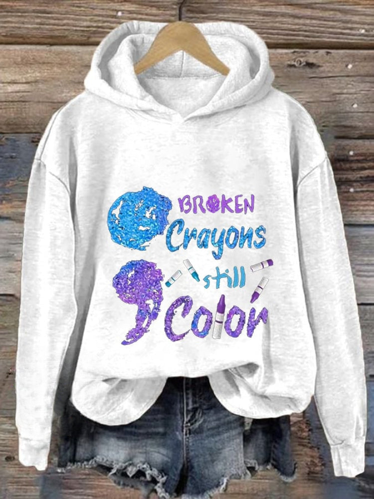 Women's Broken Crayons Still Have Color Print Casual Hooded