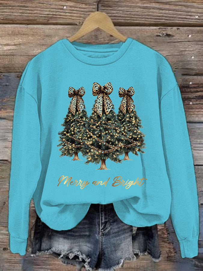 Women's Christmas Tree Printed Crew Neck Sweatshirt