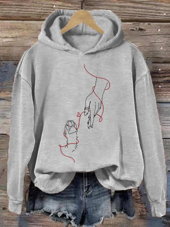 Women's Cat Print Hoodie Sweatshirt