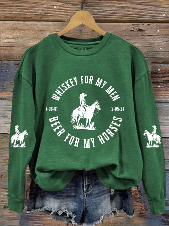 Women's Beer for My Horses Print Sweatshirt