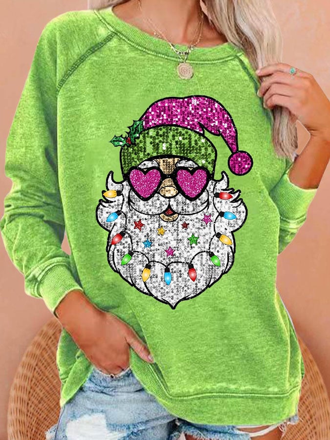 Women's Christmas Santa Print Casual Sweatshirt