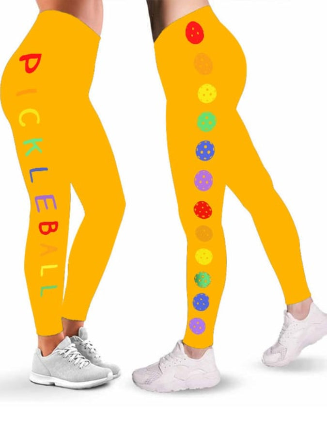 Women's Colorful Pickleball Print Leggings