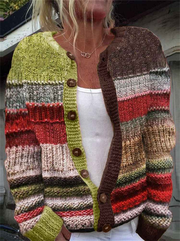 Women's Casual Winter Plants Knitted Cardigan