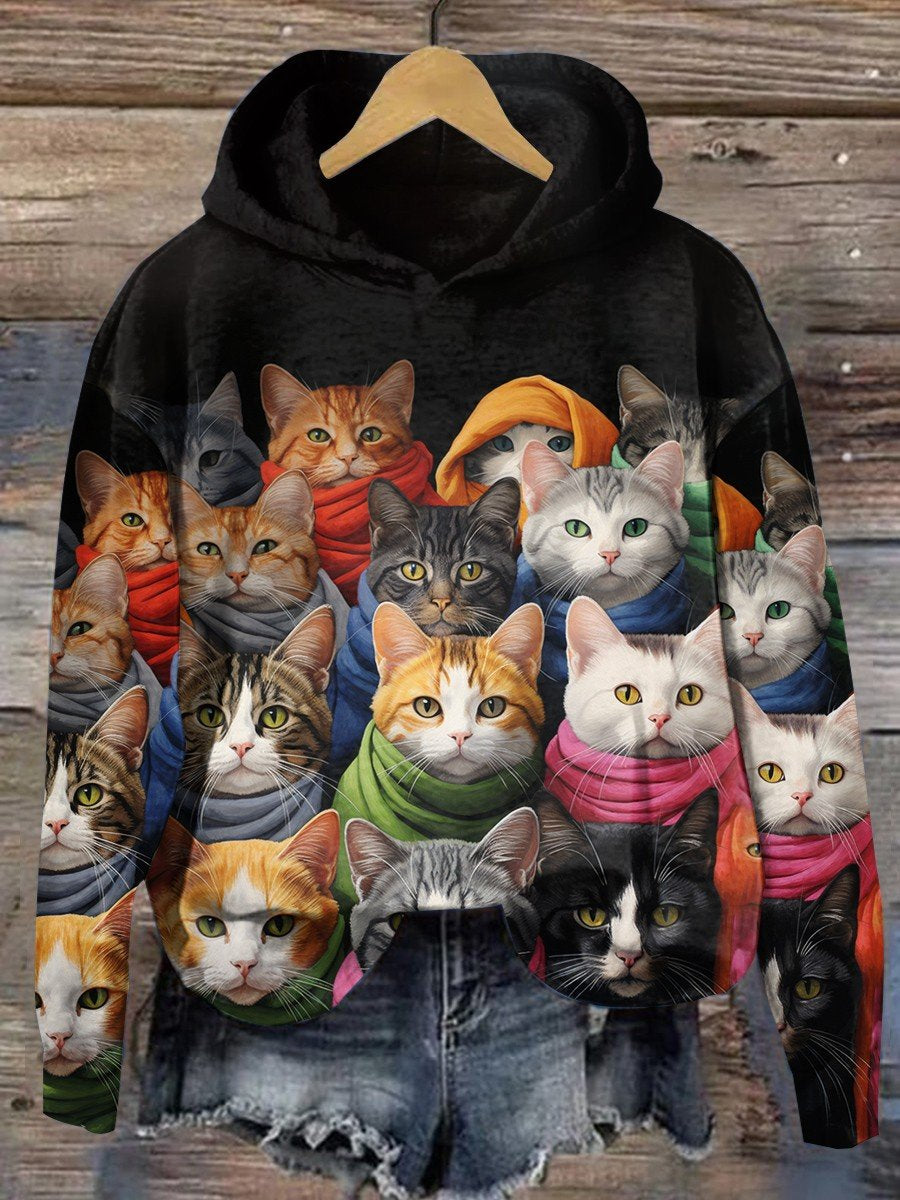 Women's Funny Cat Print Casual Sweatshirt