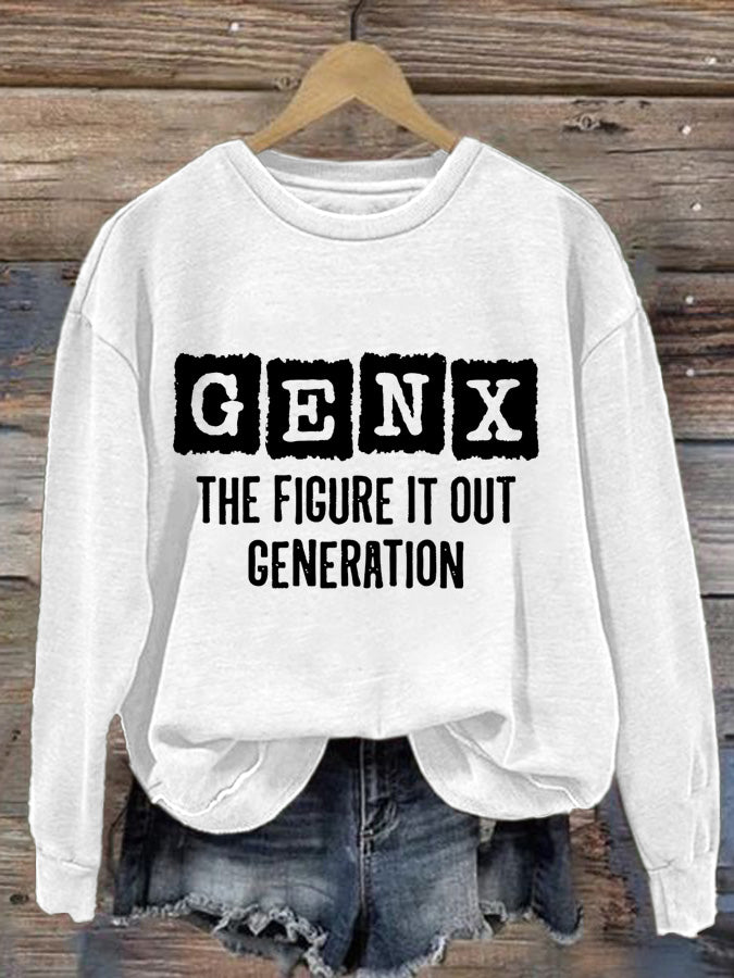 Lässiges Rundhals-Sweatshirt mit Gen X-Print für Damen