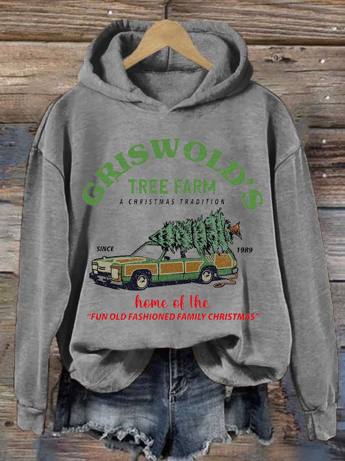 Women's Griswold Christmas Tree Farm Print Hooded Sweatshirt