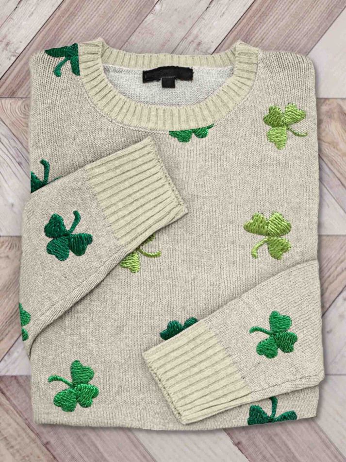 Ireland Art Embroidery Jacquard Knit Sweater