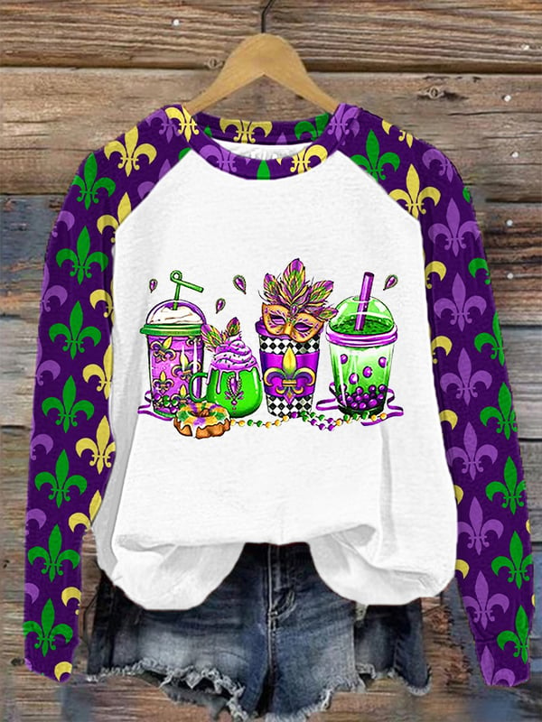 Women's Mardi Gras Print Sweatshirt