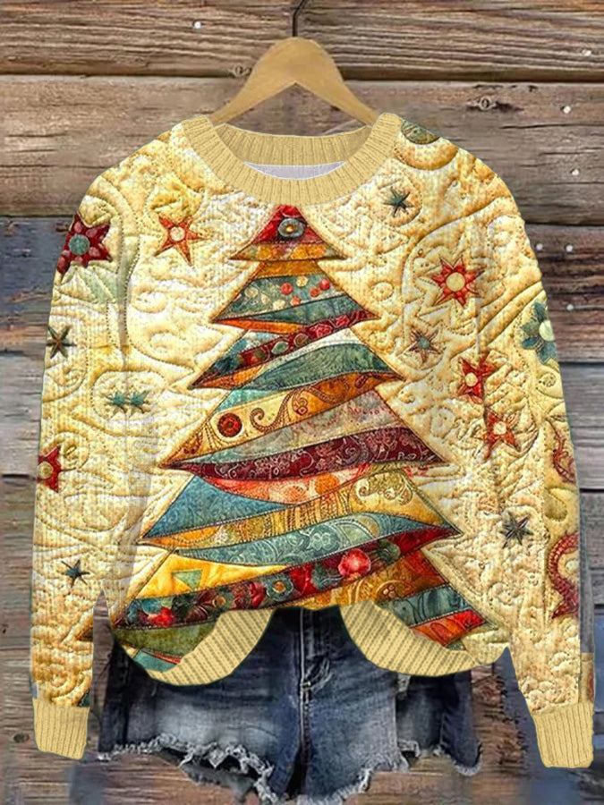 Kuscheliger Strickpullover mit Weihnachtsbaum für Damen