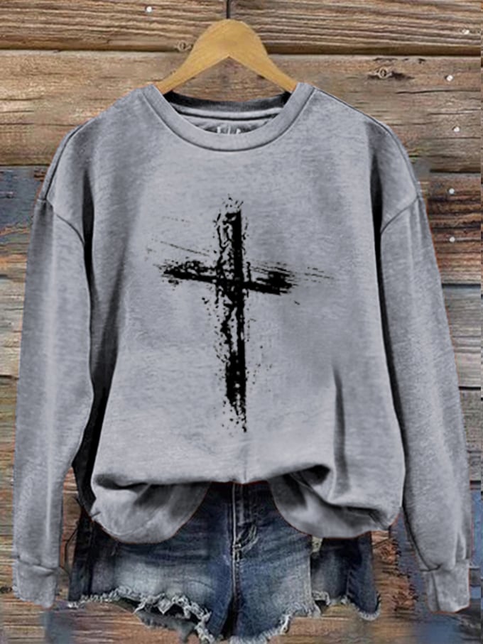 Women's Faith Cross Print Sweatshirt