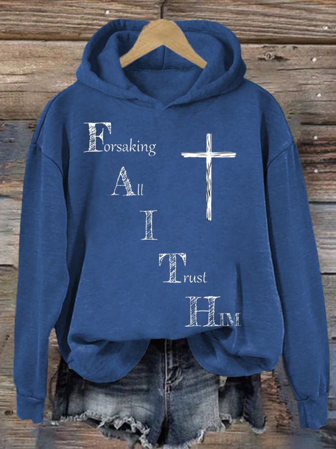 Women'S Faith Printed Casual Hoodie