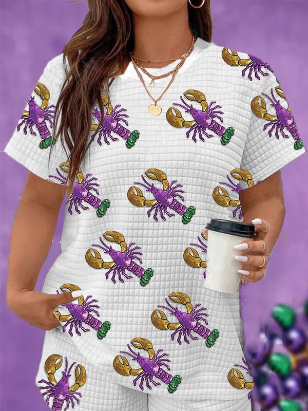 Mardi Gras Print Short Sleeve Casual T-Shirt