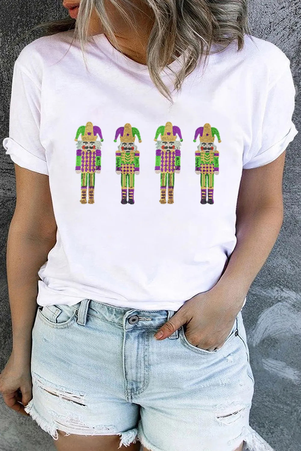 Retro Mardi Gras Crawfish Print T-Shirt