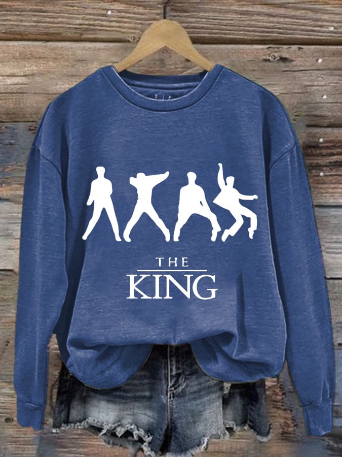 Women's Vintage The King Printed Round Neck Sweatshirt