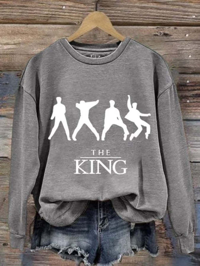 Women's Vintage The King Printed Round Neck Sweatshirt