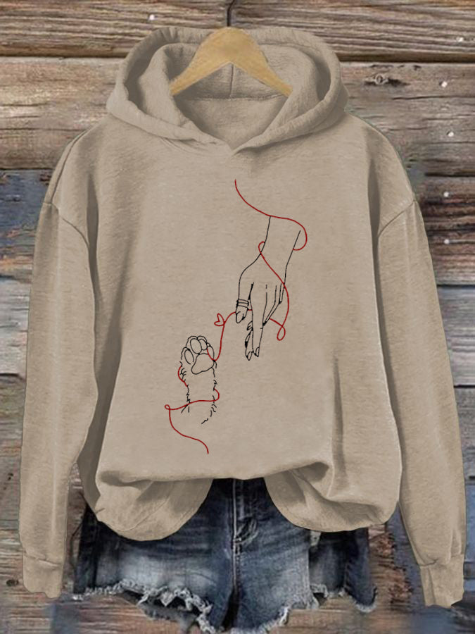 Women's Cat Print Hoodie Sweatshirt