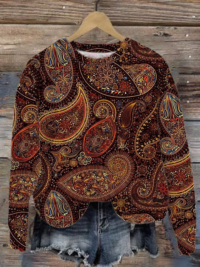 Lässiges Sweatshirt mit Vintage-Blumen-Kunstdruck