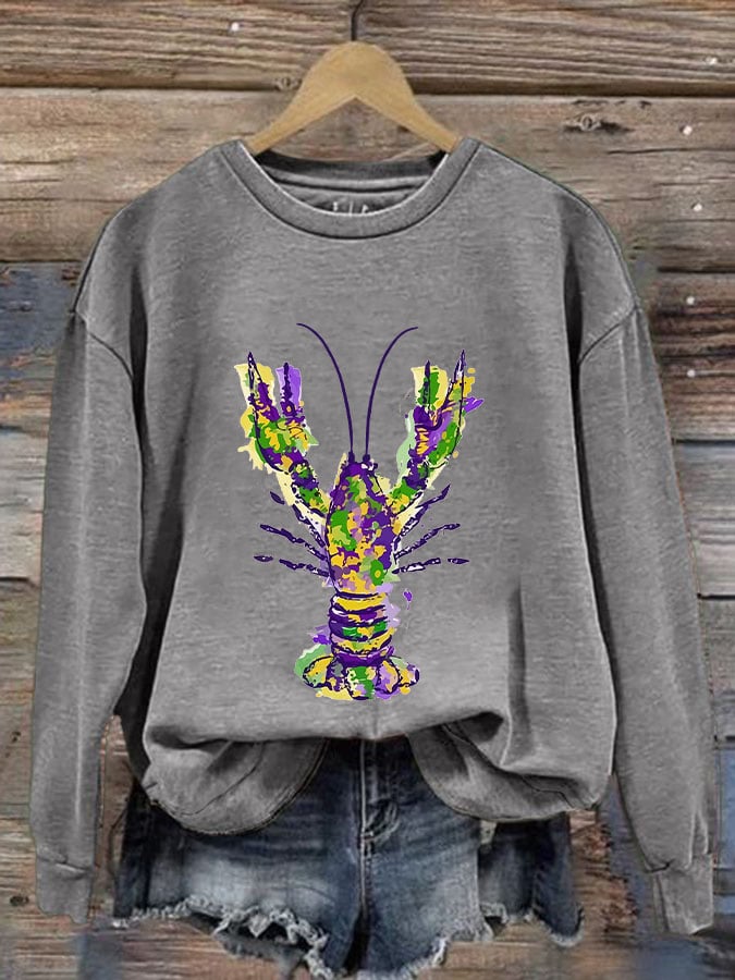 Women's Carnival Crawfish Print Sweatshirt