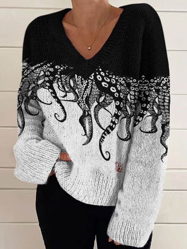 Women's Vintage Knit V Neck Sweater