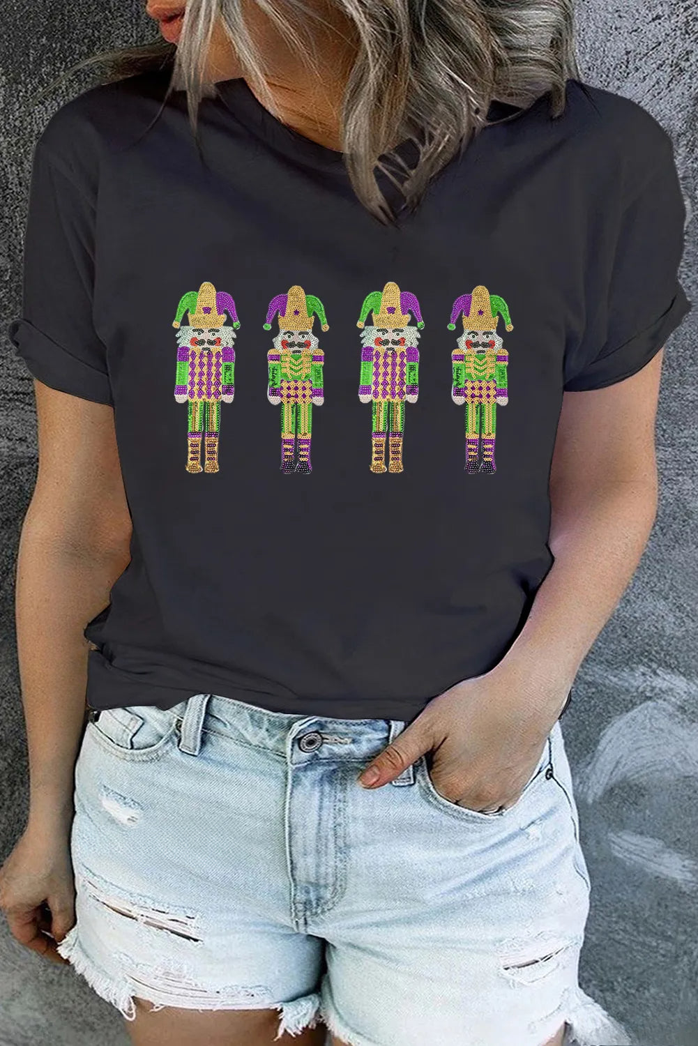 Retro Mardi Gras Crawfish Print T-Shirt