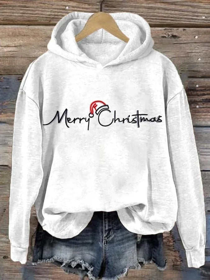 Women's Merry Christmas Print Casual Hoodie