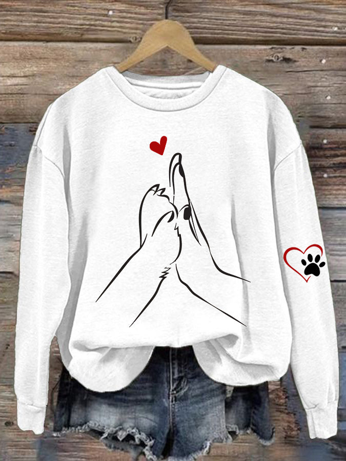 Dog Line Art Paw Print Comfy Sweatshirt