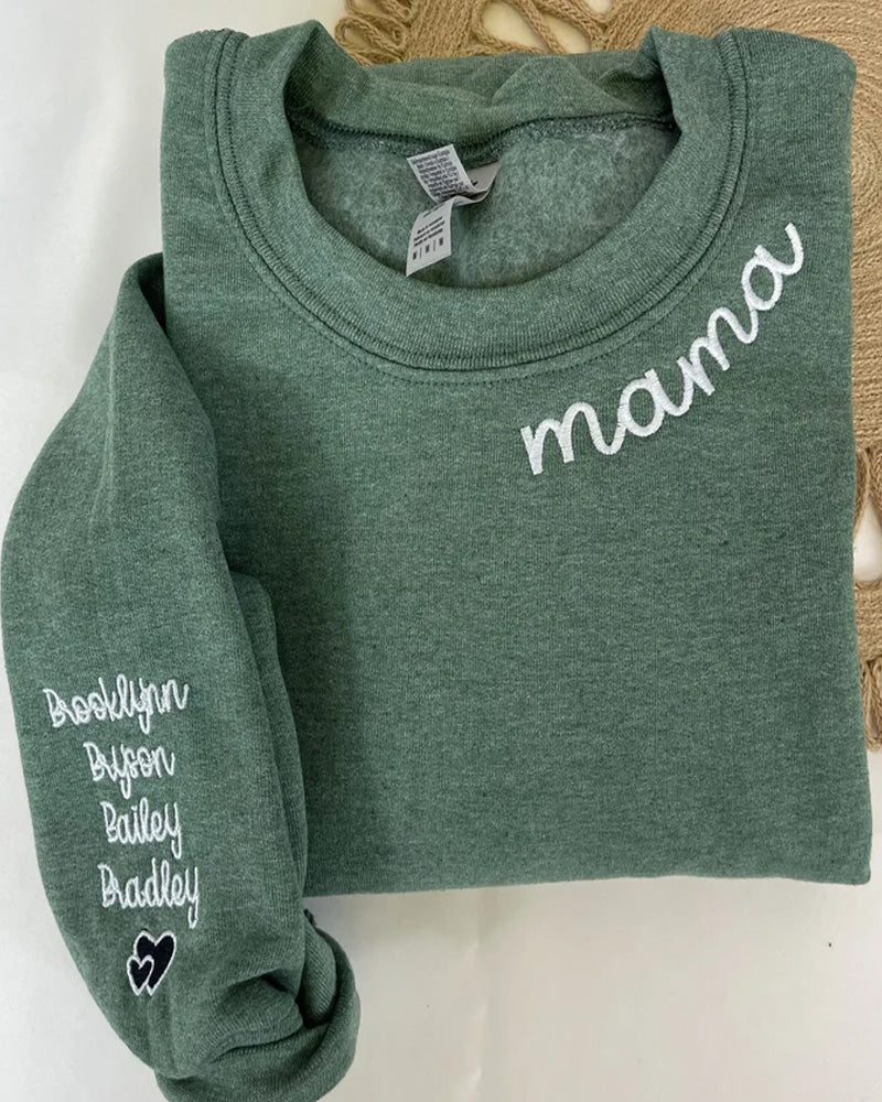 Women's Mama Embroidery Sweatshirt