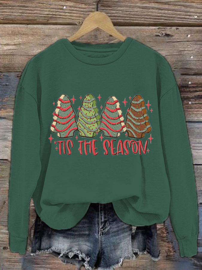 Women's Christmas Tree Printed Crew Neck Sweatshirt