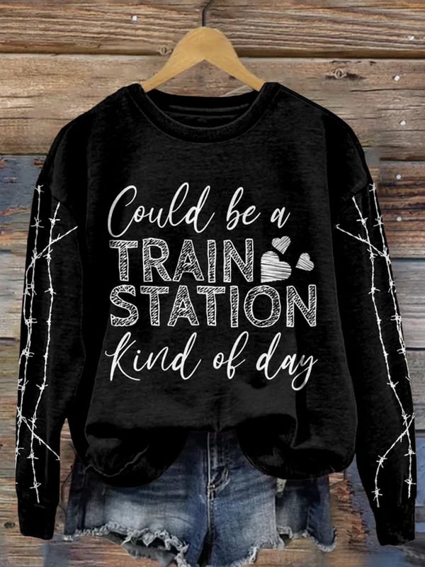 Western Train Station Inspired Vintage Washed Sweatshirt