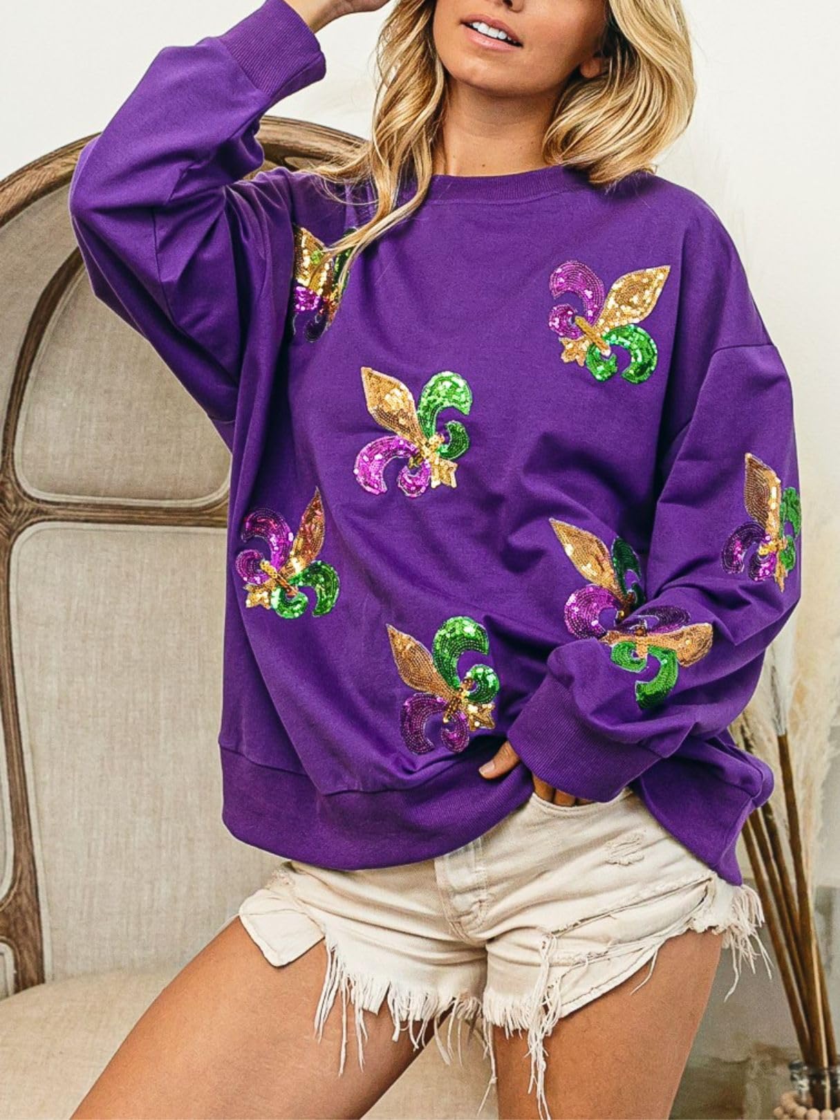 Women's Fashion Glitter Knitted Sweatshirt