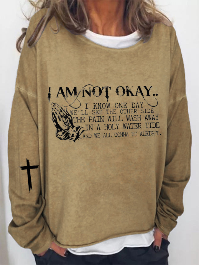 Lässiges Oberteil mit „I’m Not Okay“-Aufdruck für Damen