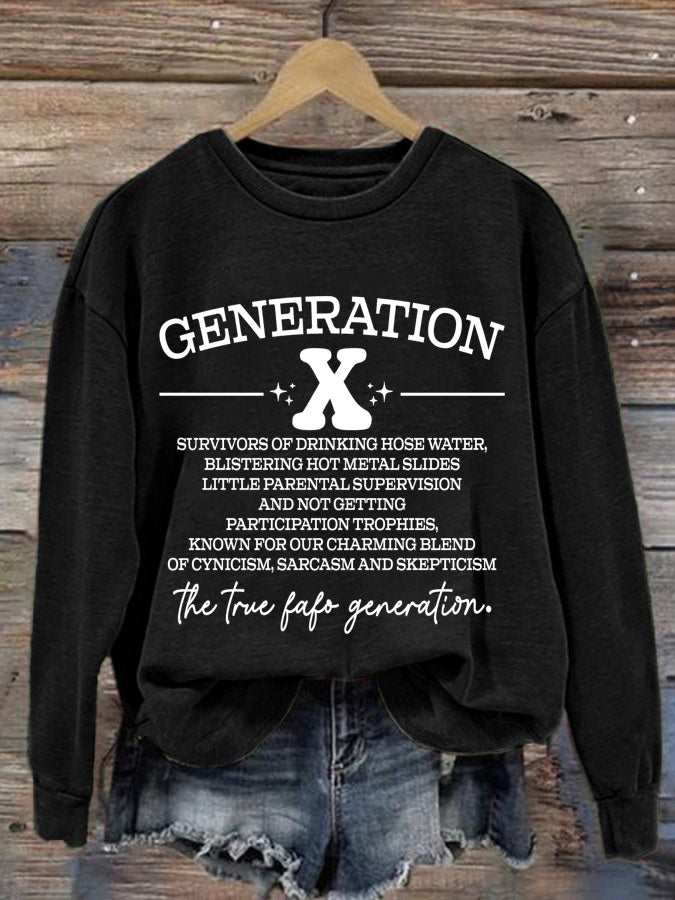 Lässiges Rundhals-Sweatshirt mit Gen X-Print für Damen