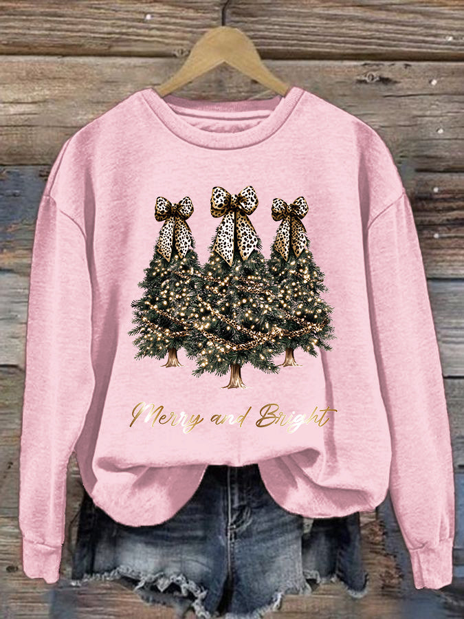 Women's Christmas Tree Printed Crew Neck Sweatshirt